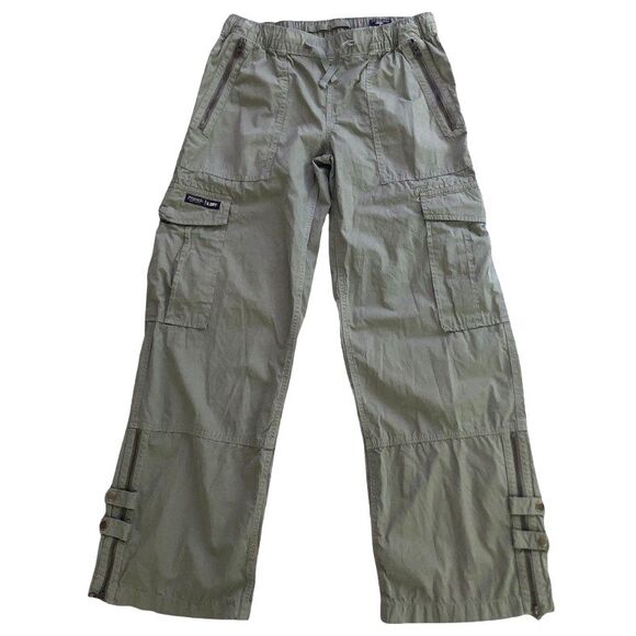 Superdry Low Rise Wide Leg Cargo Pants Womens Size 28x32 Khaki Olive Baggy Loose - Picture 3 of 16